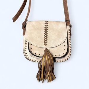 Grunge Brown Leather Crossbody Bag by Icing!